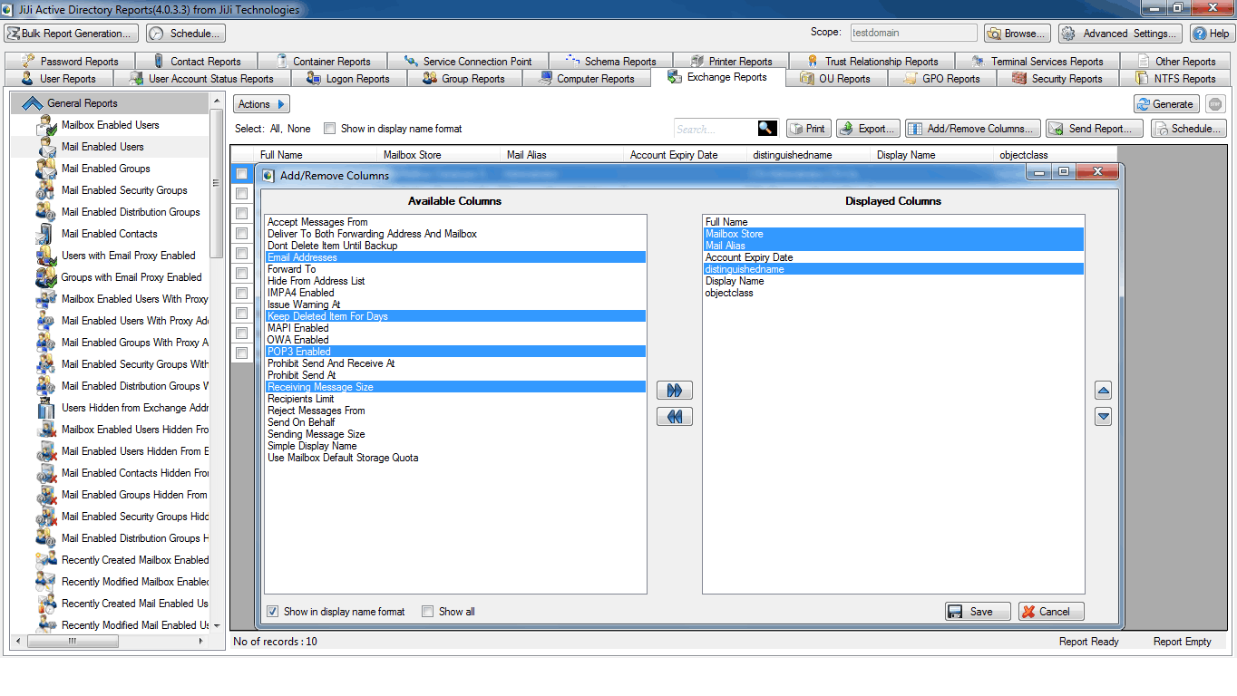 Active Directory Mail Enabled User Report
